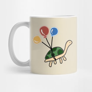 Cute Tortoise on a Balloon Ride Mental Health Awareness Joyful Adventure Combat Depression Mug